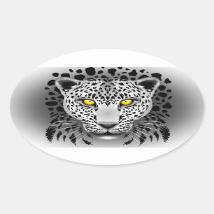 Leopardo blanco con Pegatinas del óvalo de los ojo