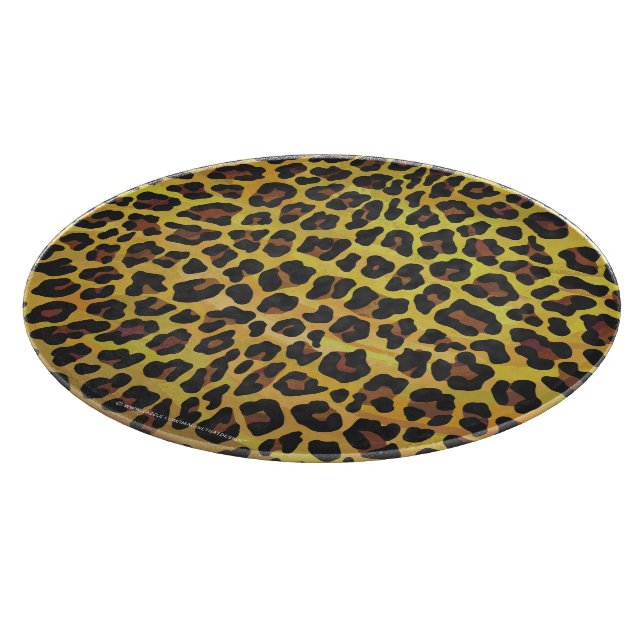 Leopardo Brown y tabla de cortar redonda de la (Borde)