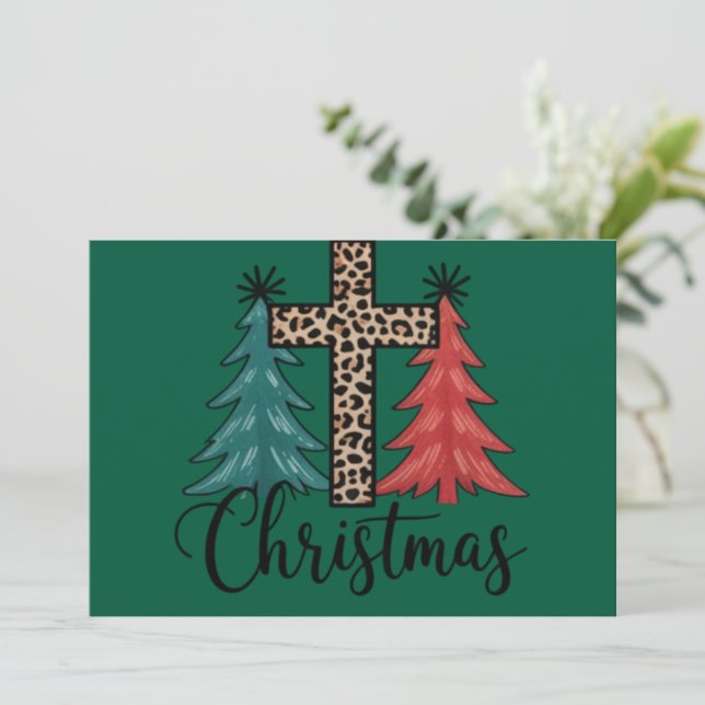 Leopardo Cruz Árboles de Navidad Cristianos  (Anverso de pie)