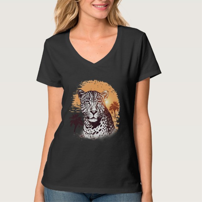 Leopardo de época en la camiseta Sunset (Anverso)