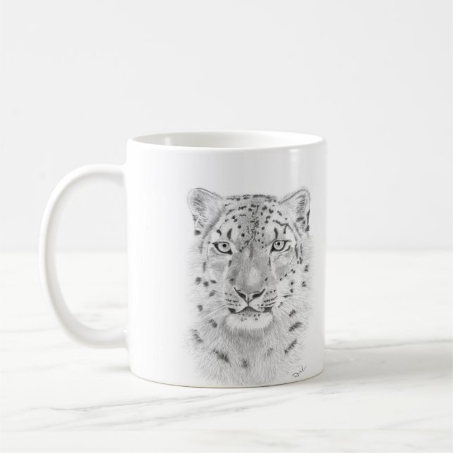 Leopardo de la nieve - tazas de arte animal (Izquierda)