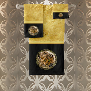 Leopardo de los ojos verdes con Relieve metalizado