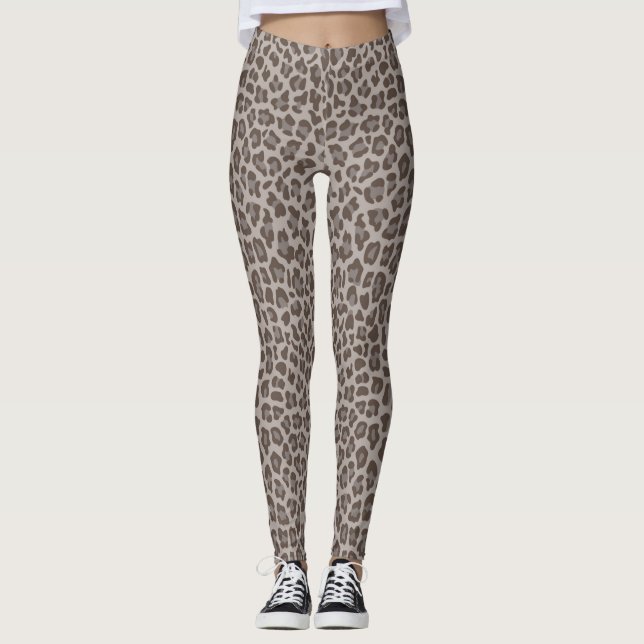 Leopardo de Mocha imprime leggings femeninas  (Anverso)
