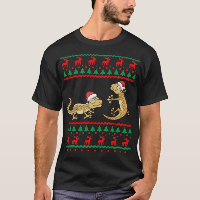 Leopardo Gecko Navidades feos Sweater Funny Lizard (Anverso)