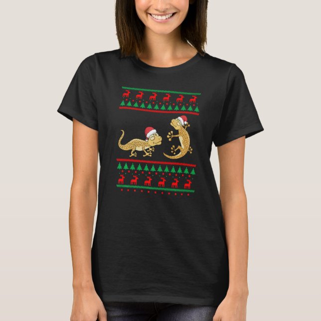 Leopardo Gecko Navidades feos Sweater Funny Lizard (Anverso)