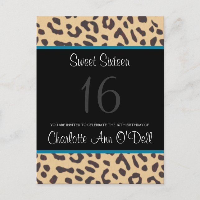 leopardo; invitación de cumpleaños (Anverso)