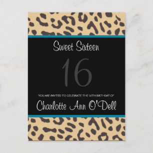 leopardo; invitación del cumpleaños