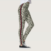 Leopardo Leggings con franja roja