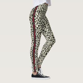 Leopardo Leggings con franja roja