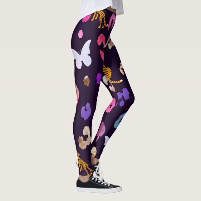 Leopardo mariposa Black Leggings (Derecha)
