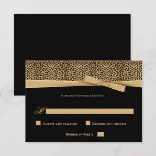 Leopardo negro y dorado con invitación RSVP de cin