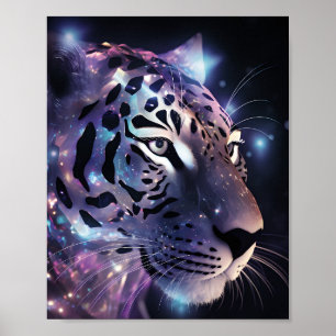 Leopardo Neon Cósmico – Arte de Gato Grande Fantás
