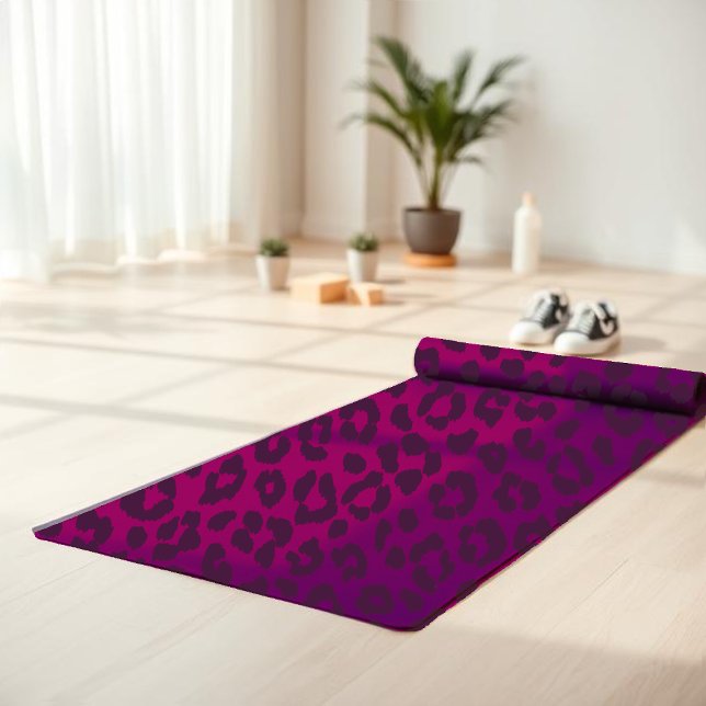 Leopardo Print-Magenta-Yoga Mat (Leopard Print-Magenta- Yoga Mat )