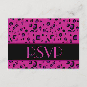 Leopardo púrpura fucsia RSVP que casa la tarjeta