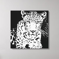 Leopardo Retrato Blanco Y Negro Lienzo Envuelto