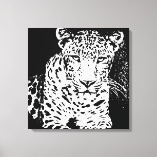 Leopardo Retrato Blanco Y Negro Lienzo Envuelto