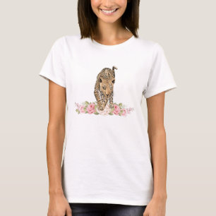 Leopardo, Rosa leopardo, camiseta de flor leopardo