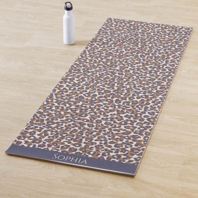 Leopardo salvaje Print-Blue y Brown-Yoga Mat (In situ)