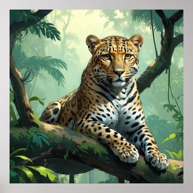 Leopardo único en el arte de la jungla de árboles (Frente)