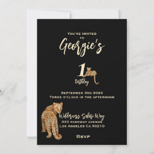 Leopardos salvajes de safari, invitación de cumple