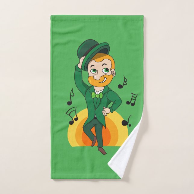 Leprechaun bailando, personalizado de San Patricio (Toalla de mano)