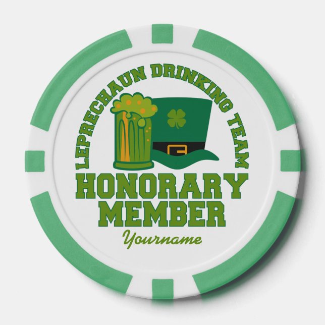 Leprechaun Beber Equipo personalizado fichas de pó (Anverso)