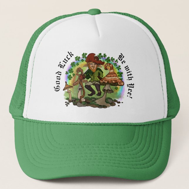 Leprechaun, ¡Buena Suerte Estar contigo! Gorra (Anverso)