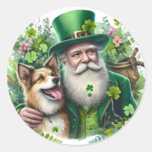 Leprechaun Con Pegatina Redondo De Perro