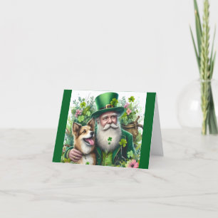 Leprechaun con tarjeta de saludo de perro