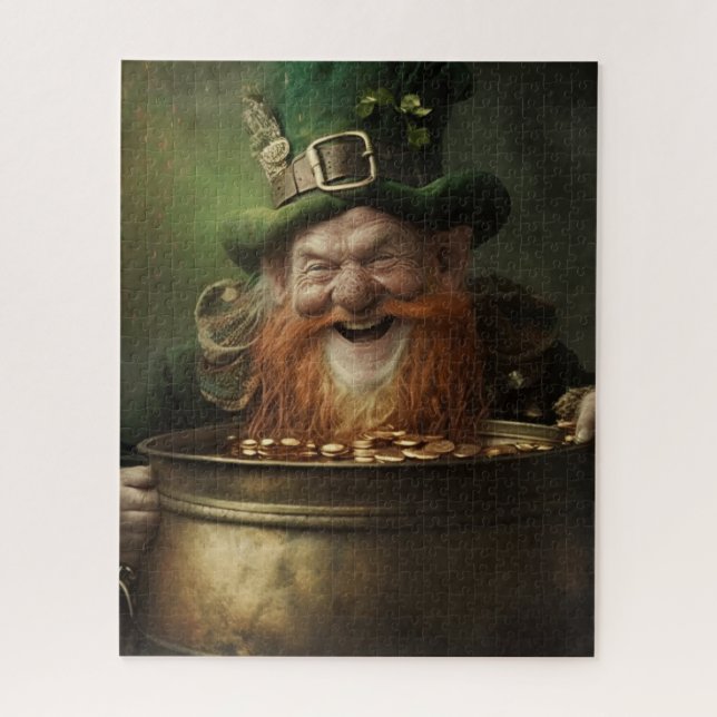 leprechaun encuentra olla de rompecabezas de oro (Vertical)