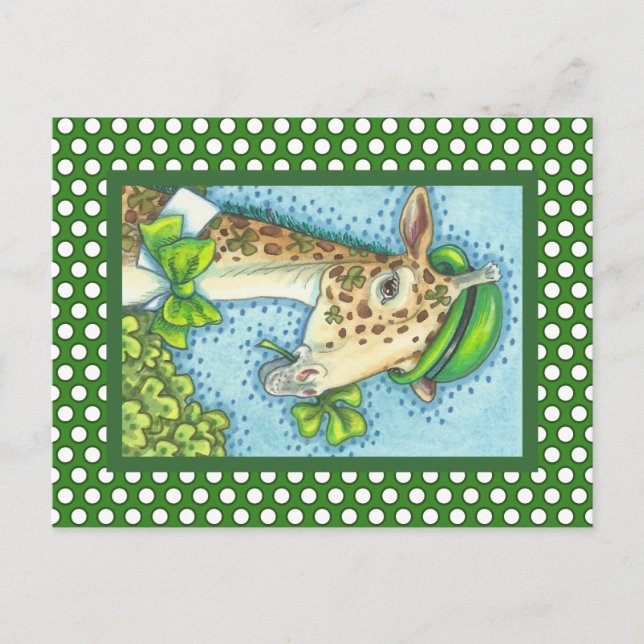 LEPRECHAUN GIRAFFE, ST. POSTAL DEL DÍA DE PATRICK (Anverso)