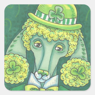 LEPRECHAUN IRISH POODLE, PEGATINAS DE PERROS *Hoja