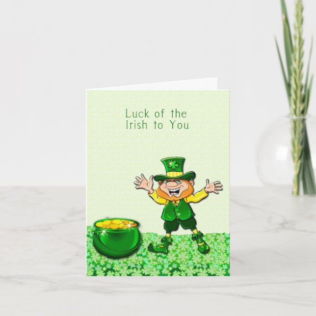 Leprechaun Luck de la tarjeta irlandesa (Anverso)