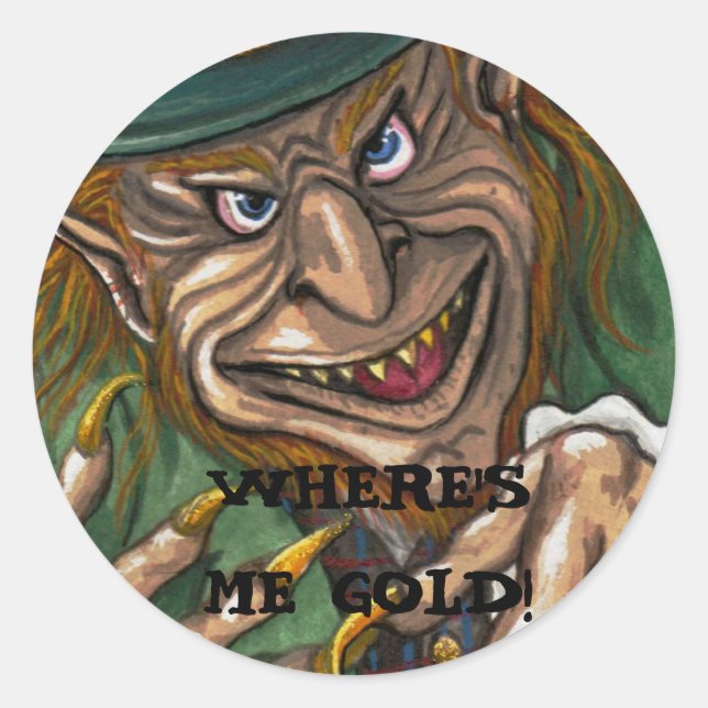 LEPRECHAUN Pegatina irlandés (Anverso)