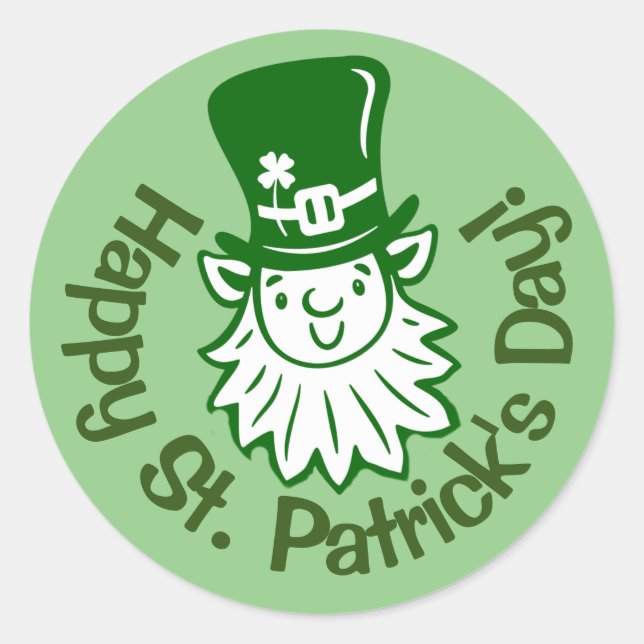Leprechaun Portrait Classic Round Pegatina (Anverso)