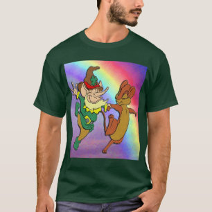 Leprechaun y baile del ratón con camiseta arco iri
