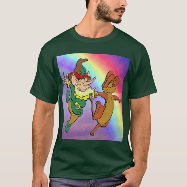 Leprechaun y baile del ratón con camiseta arco iri (Anverso)