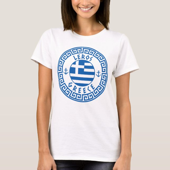 Leros, camiseta de mujeres con bandera griega (Anverso)