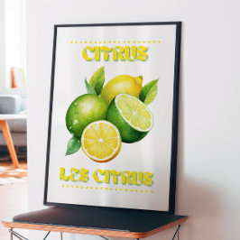 Les Citrus Poster de arte francés Fruit Wall