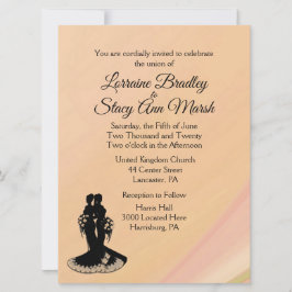 Lesbiana elegante. Peach de invitación de boda