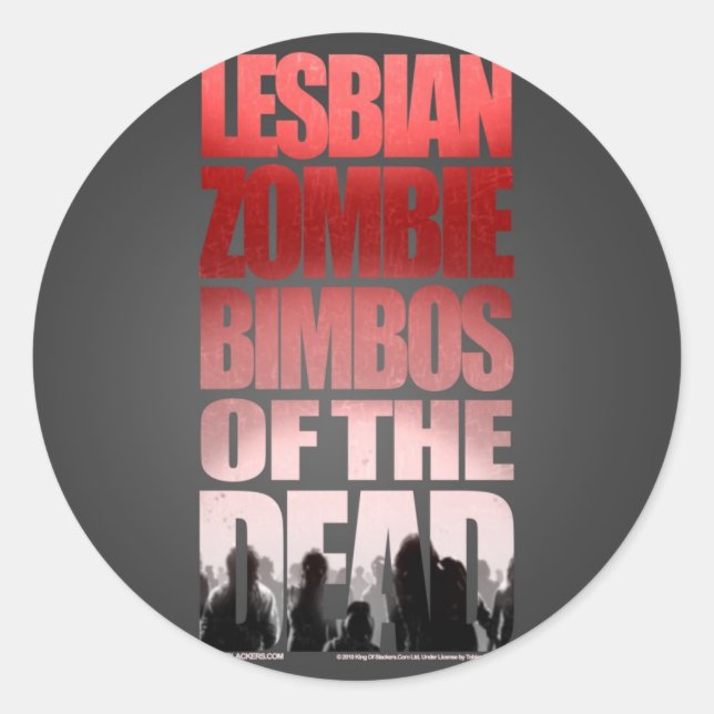 Lesbiana Zombie Bimbos Del Pegatina Muerto (Anverso)