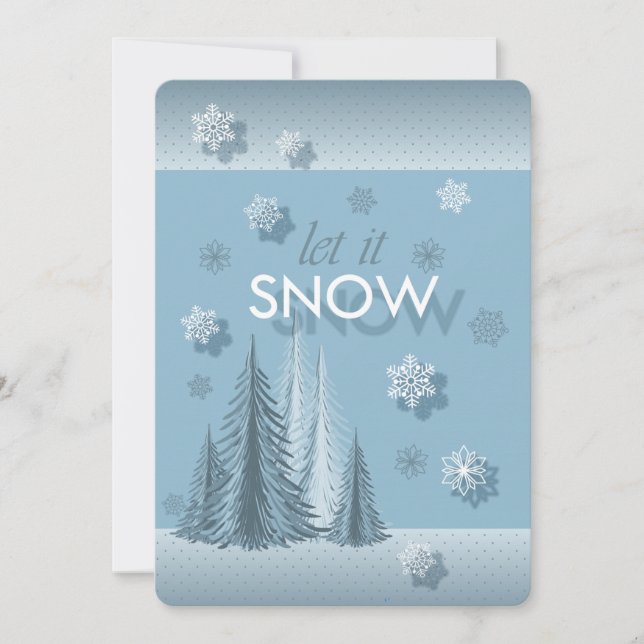 Let It Snow Blue Photo Invitación (Anverso)