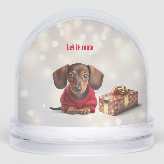 Let It Snow Dachshund Snow Globe (Anverso)