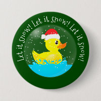 "Let it Snow" kawaii goma pato bola de nieve Botón