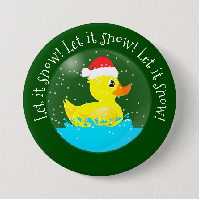 "Let it Snow" kawaii goma pato bola de nieve Botón (Anverso)