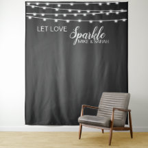 Let love sparkle photo Booth banner Tapiz