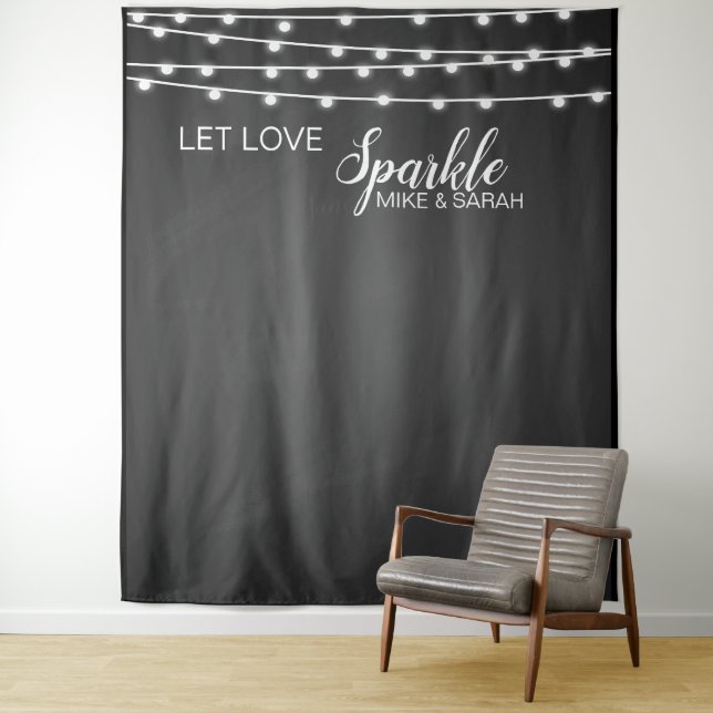 Let love sparkle photo Booth banner Tapiz (In situ)