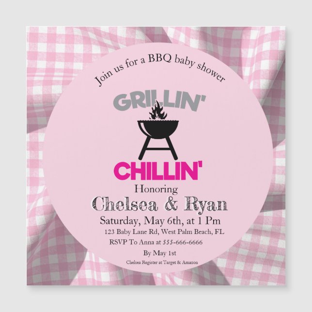 Let’s BBQ Baby Shower Invitation • Gingham Baby-Q  (Anverso)
