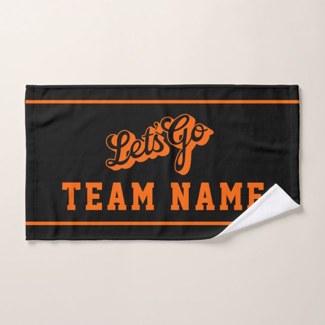 Let’s Go Personalized Team Rally Black and Orange (Toalla de mano)