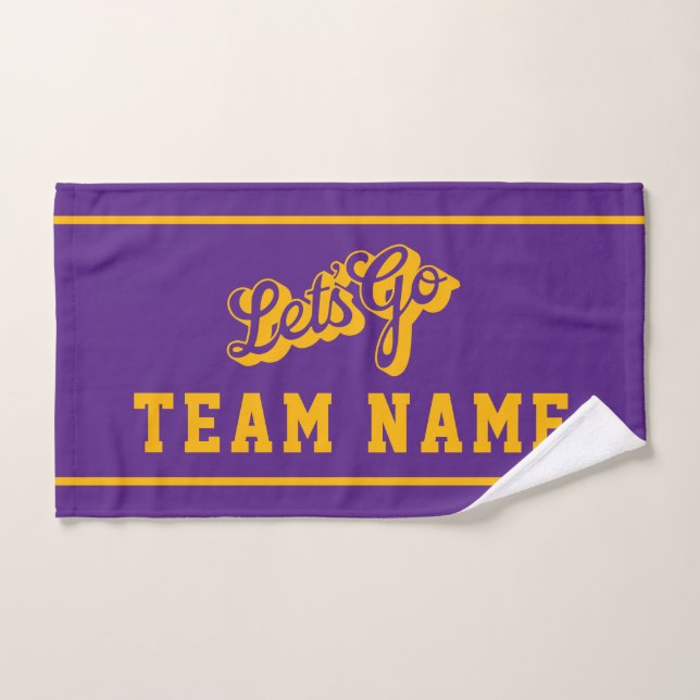 Let’s Go Personalized Team Rally Purple and Gold (Toalla de mano)